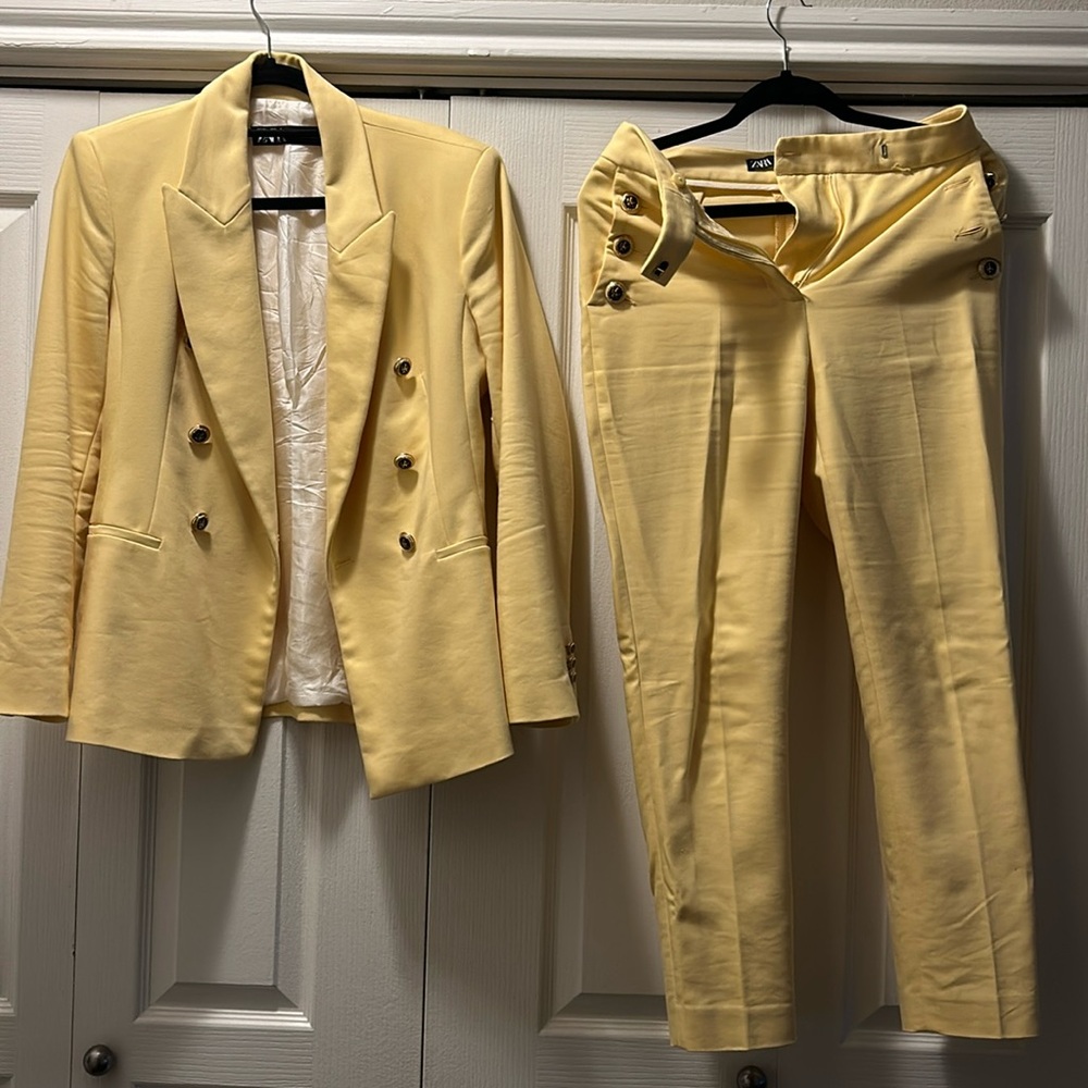 ZARA trousers with blazer/jacket YELLOW color